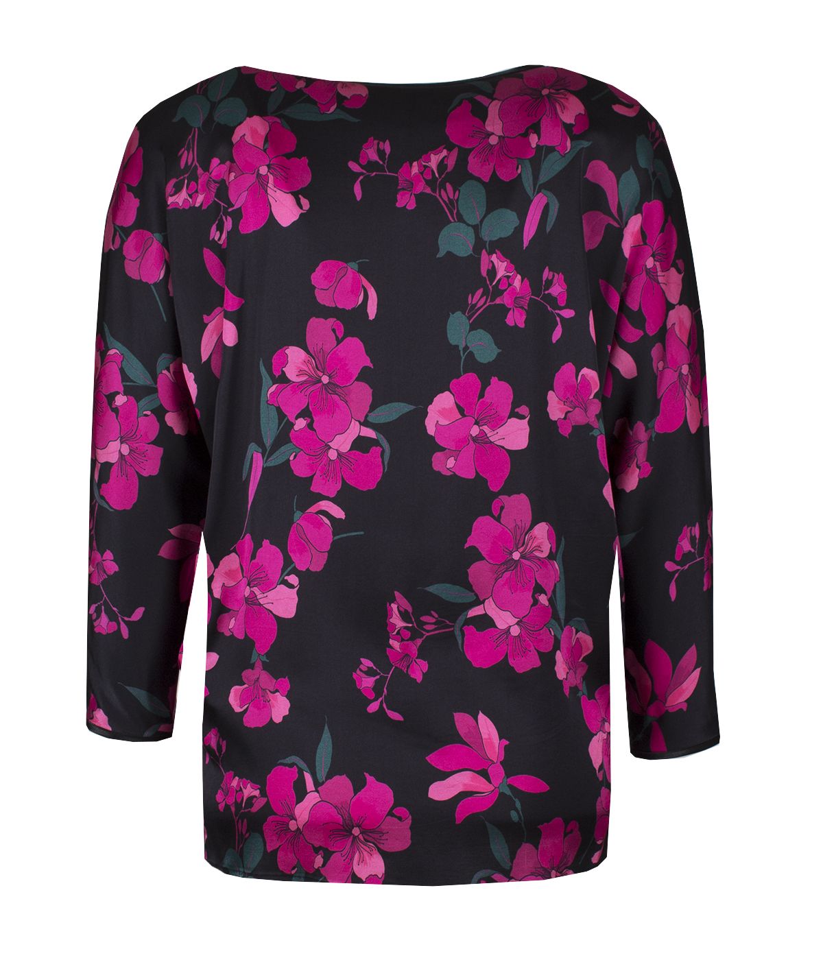 Round-neck rayon and viscose blouse with floral print  1